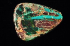 Bisbee turquoise cabochon, multi-color running from blue to green