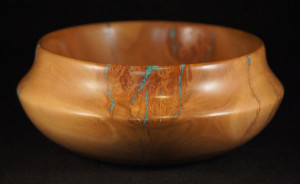 Turquoise inlay in turned wood