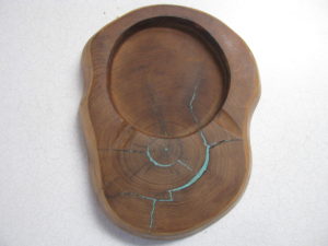 Turquoise inlay in wood