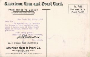 American Gem and Pearl Card 1913